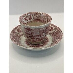 E. Challinor England Corinthia Handleless Tea  Cup & Saucer 1828